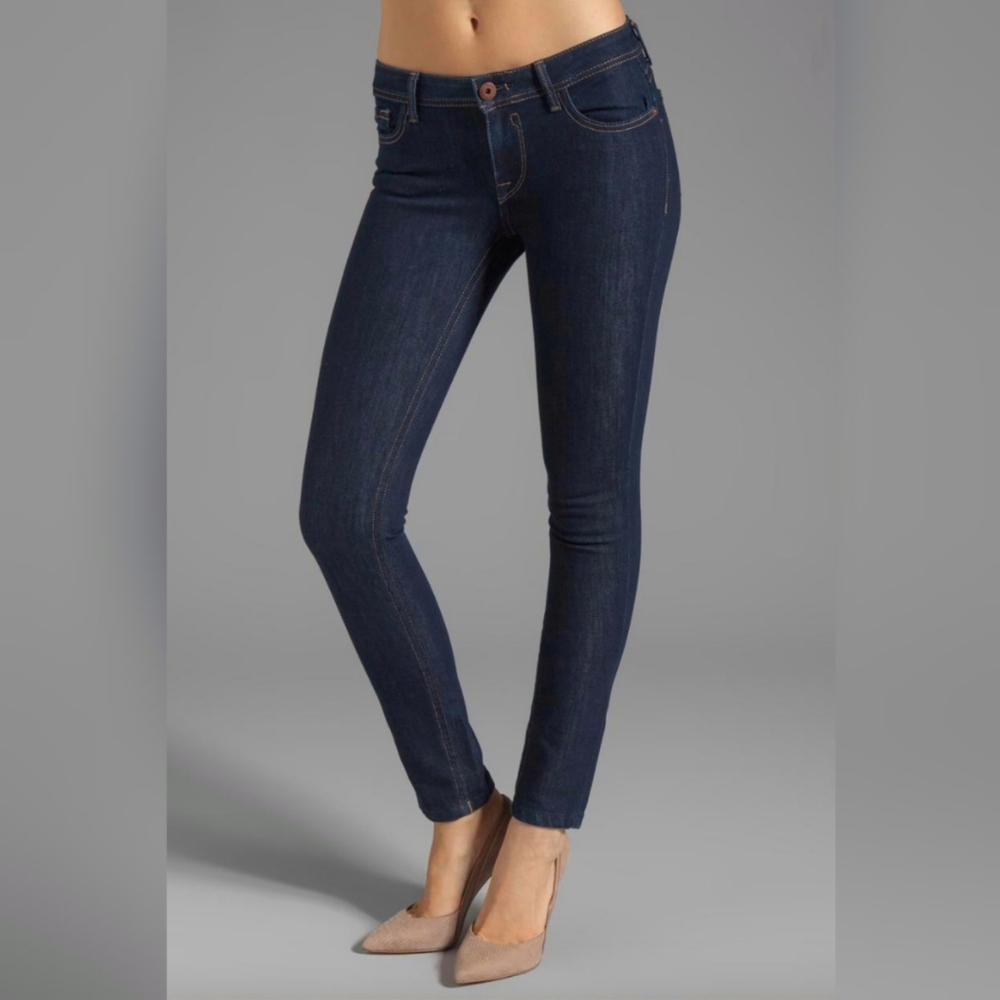 EUC DL1961 Mid Rise Dark Wash 4WAY Stretch Amanda Skinny Denim Jeans sz 27